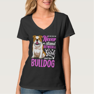 Camiseta Vestuário de Cachorro Bulldog Inglês Para Mulheres