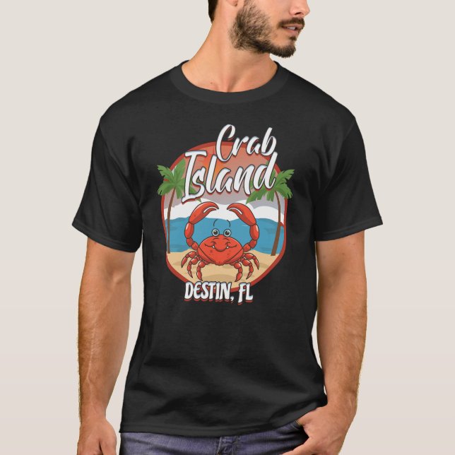 Camiseta Vestuário de Destin FL, famosa ilha de Destin, Cr  (Frente)