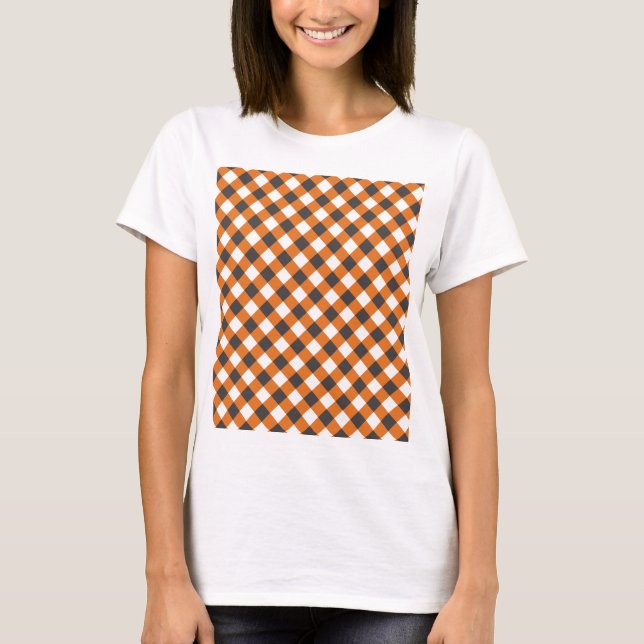 Camiseta Vestuário de Gingham, Xadrez de Verão feminino (Frente)