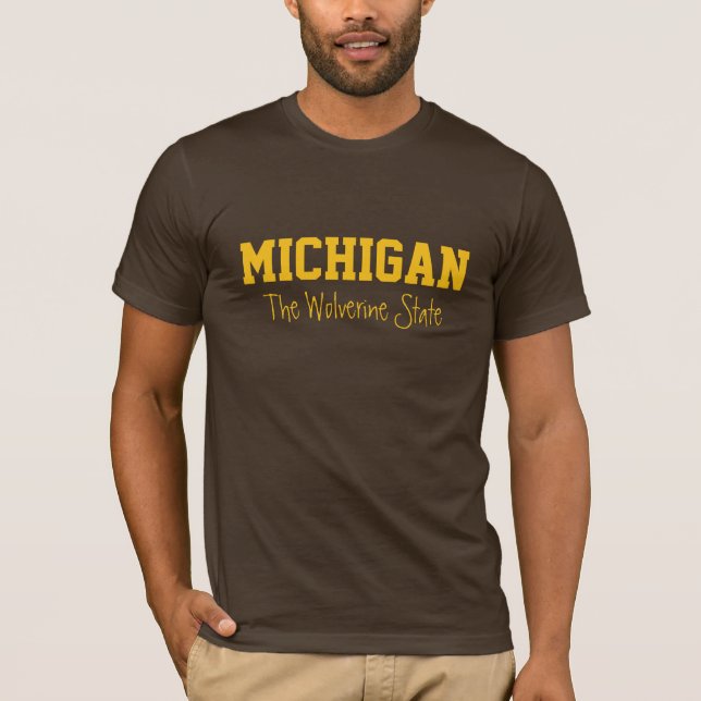 Camiseta Vestuário de texto personalizado MICHIGAN (Frente)