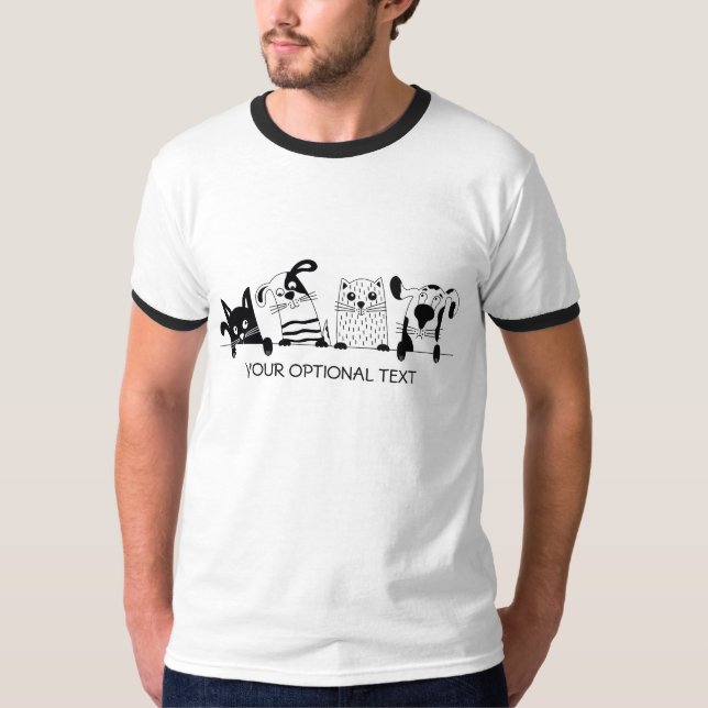 Camiseta Vestuário de texto personalizado para gatos e cães (Frente)