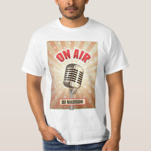 Camiseta Vestuário do microfone "On Air" com nome personal