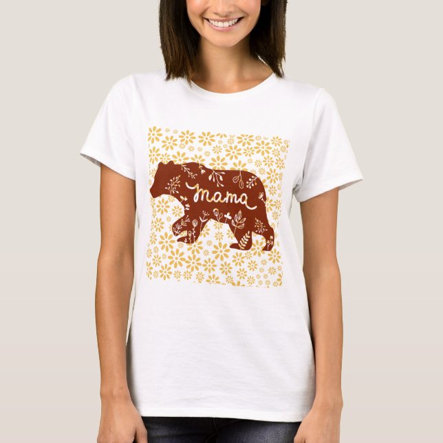 Camiseta Vestuário feminino do urso Daisies Bear (Frente)