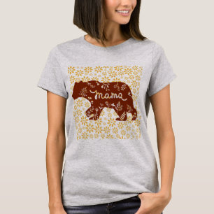 Camiseta Vestuário Feminino Ursa Mamãe Margaridas de Verão