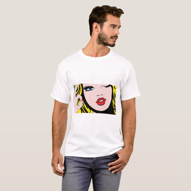 Camiseta Vestuário masculino - Pop de arte para quadrinhos (Frente Completa)