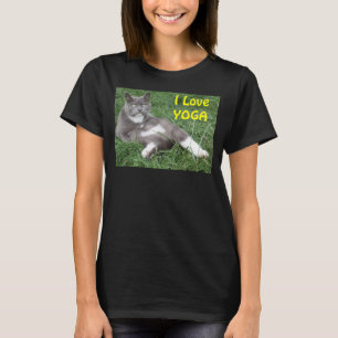 Camiseta Vestuário Mulheres Cat I Love Yoga