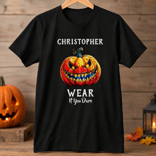 Camiseta Vestuário Preto se você ousar Abóbora Sorridente d