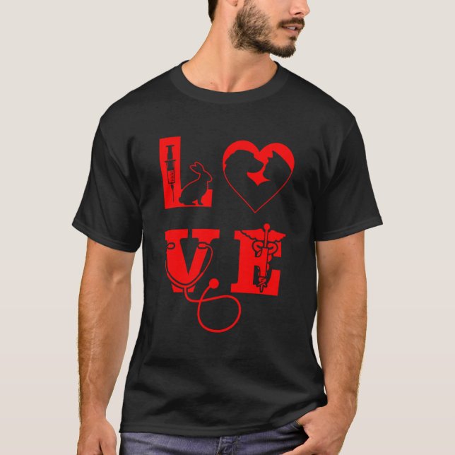 Camiseta Vet Tech Love Animal Veterinarian Technician (Frente)