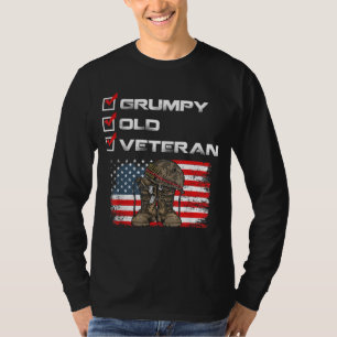 Camiseta Vete Militar Americano Patriótico e Velho Veterano