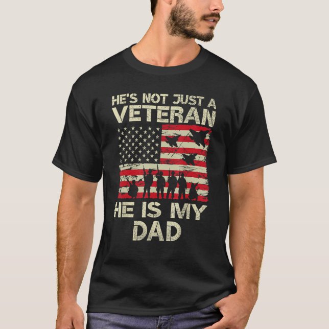 Camiseta VETERAN He Is My DAD American flag Veterans Day  P (Frente)