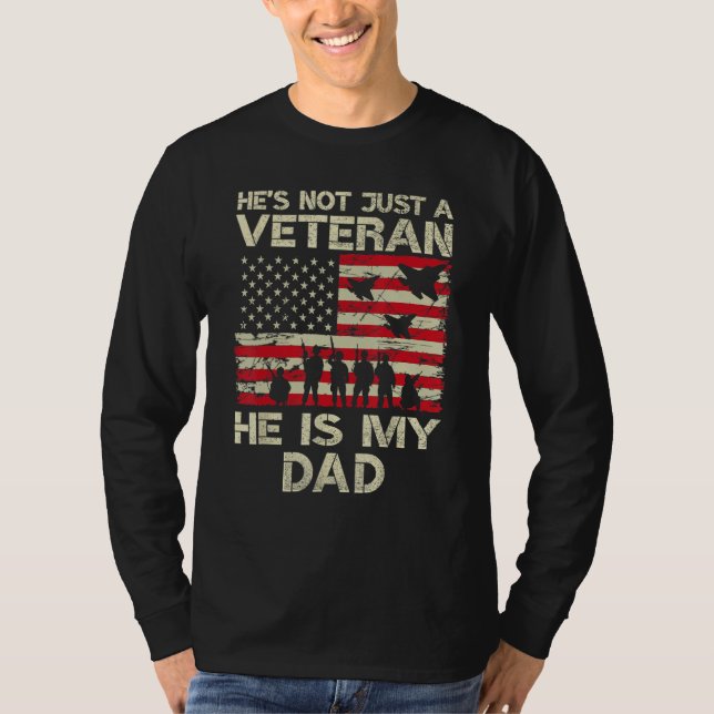 Camiseta VETERAN He Is My DAD American flag Veterans Day  P (Frente)