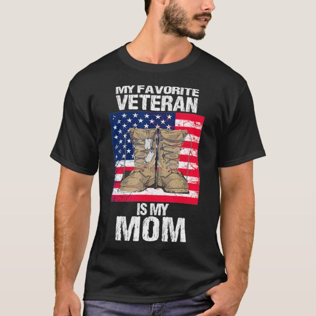 Camiseta Veteran Mom Proud Son Kids Veterans Day US Veteran (Frente)