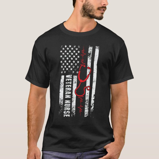 Camiseta Veteran Nurse American Flag Veteran Nursing (Frente)