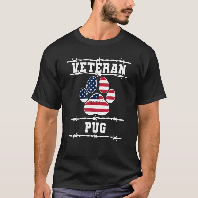 Camiseta Veteran Pug Retired Dog Retirement Pets Dutch Bull (Frente)