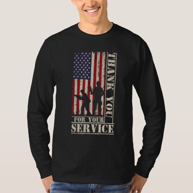 Camiseta Veteran Thank You For Your Service US Flag Veteran (Frente)