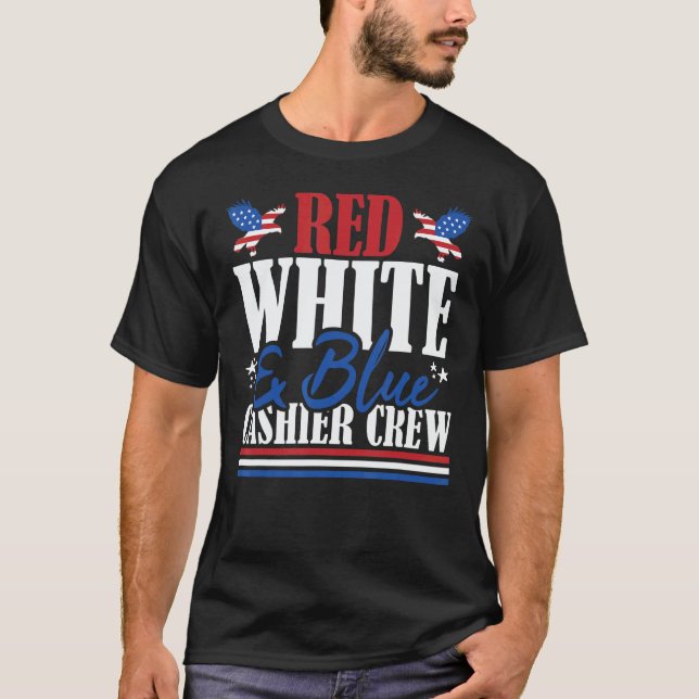 Camiseta Veteran US Flag Red White & Blue Cashier Crew (Frente)
