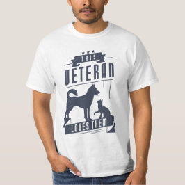 Camiseta Veterano ama cão e gato