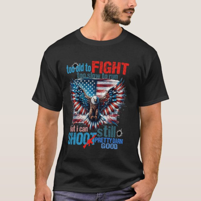 Camiseta Veterano Da Bandeira Americana Muito Velho Para Lu (Frente)