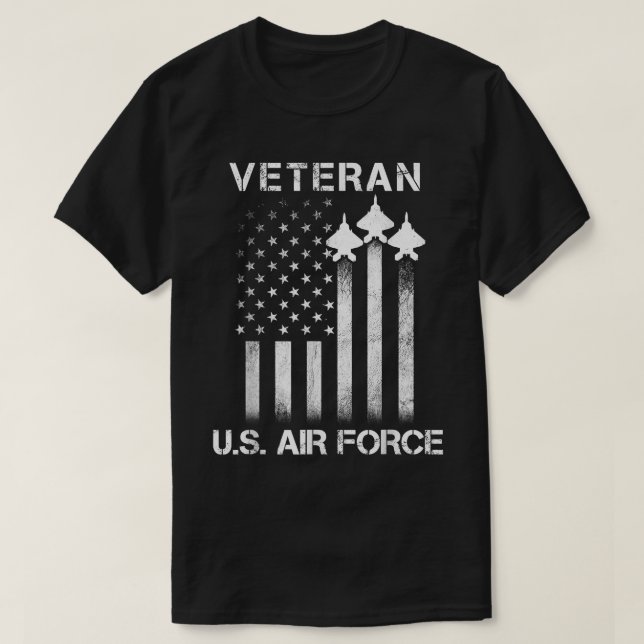 Camiseta Veterano da Força Aérea Americana Patriótica USA F (Frente do Design)