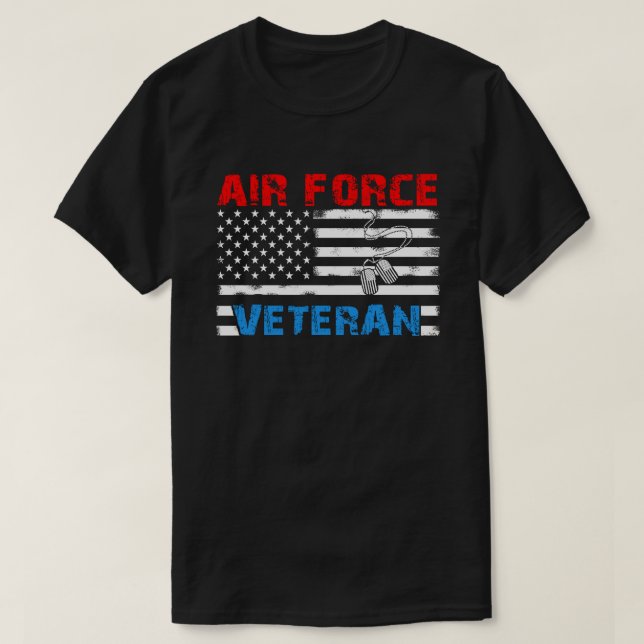 Camiseta Veterano da Força Aérea norte-americana T-Shirt, b (Frente do Design)