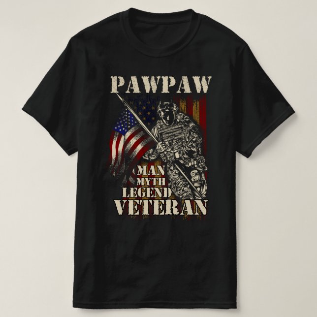 Camiseta veterano da lenda do mito do pawpaw (Frente do Design)
