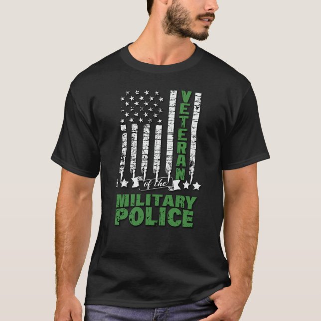 Camiseta Veterano Da Polícia Militar - Bandeira Dos EUA (Frente)