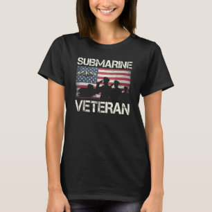 Camiseta Veterano de Submarinos dos EUA Serviço Militar Pat