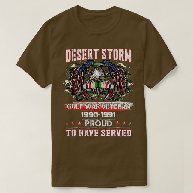 Camiseta Veterano Desert Tempestade Veterana Orgulhosa por  (Frente do Design)