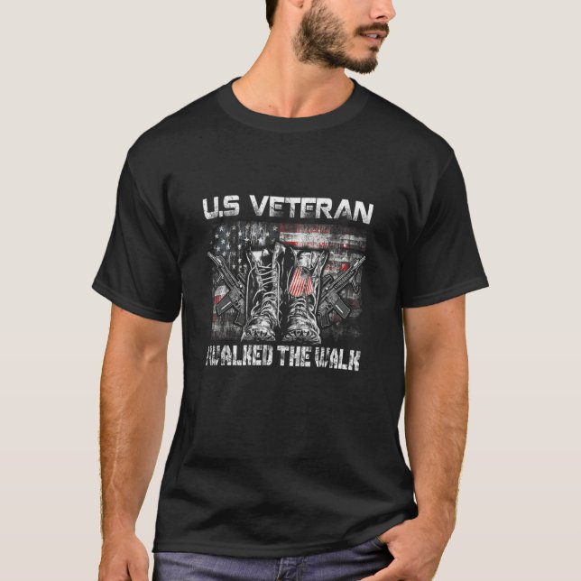 Camiseta Veterano Dos Eua Eu Caminhei A Caminhada Combate B (Frente)