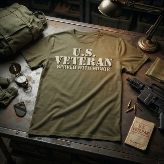Camiseta Veterano dos EUA Serviu com Honra