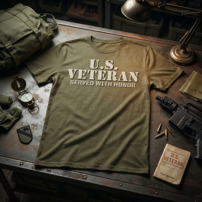 Camiseta Veterano dos EUA Serviu com Honra (Criador carregado)