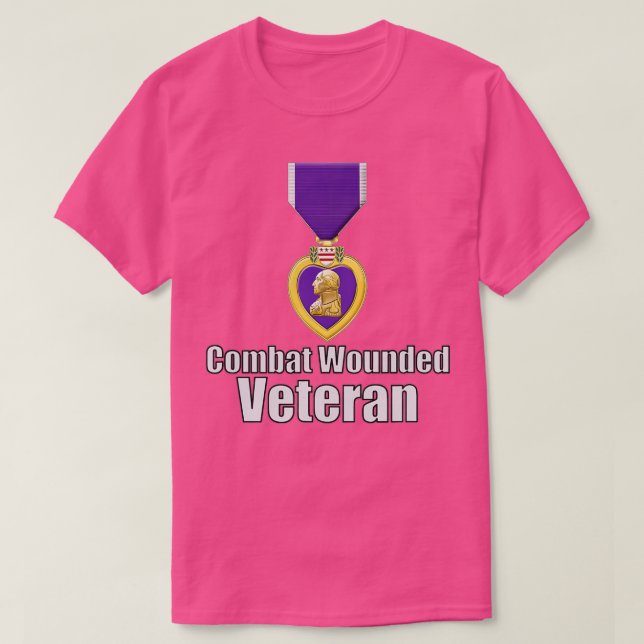 Camiseta Veterano Ferido de Combate Cardíaco Roxo (Frente do Design)