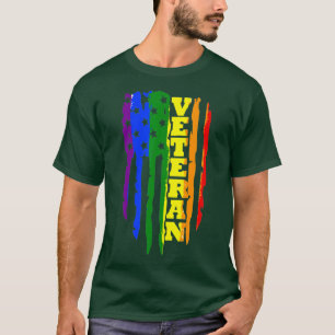 Camiseta Veterano LGB Orgulho gay Rainbow American Flag Mil