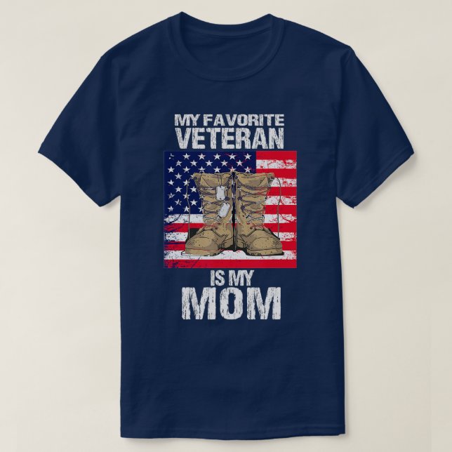 Camiseta Veterano Mãe Orgulhosa Filho Crianças Veteranos Di (Frente do Design)