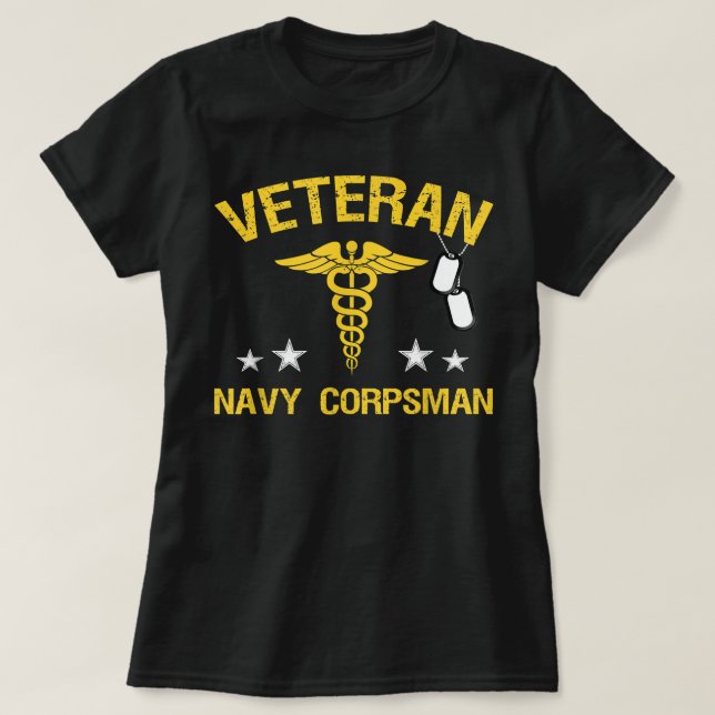 Camiseta Veterano Marinho Corpsman T shirt (Frente do Design)
