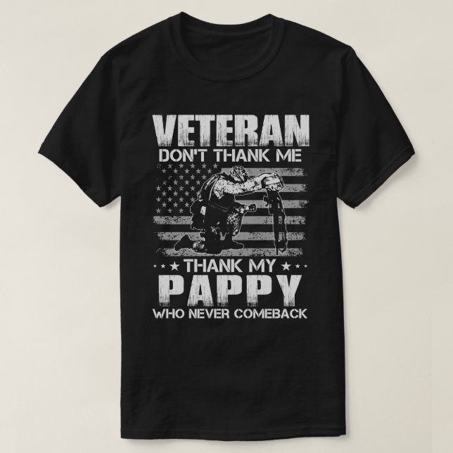 Camiseta Veterano Não me Obrigado Obrigado meu PAPPY que nu (Frente do Design)