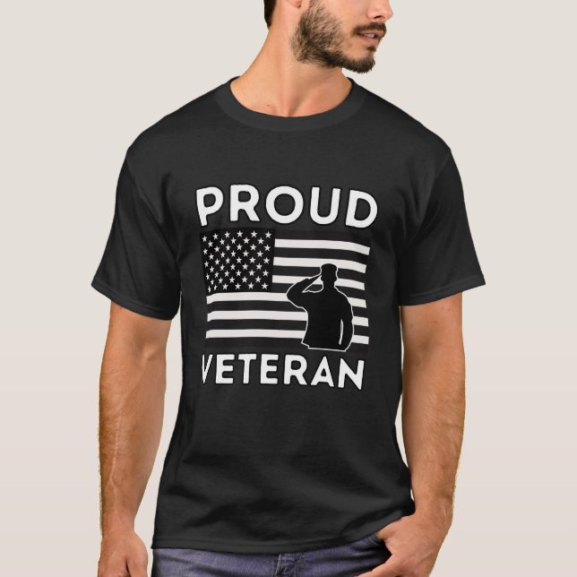Camiseta Veterano Orgulhoso com bandeira Americana, Veteran (Frente)