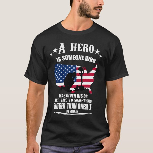 Camiseta veterano - um herói é alguém que deu seu (Frente)