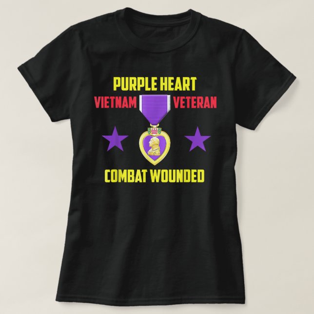Camiseta Veterano Vietnã do Coração Roxo (Frente do Design)