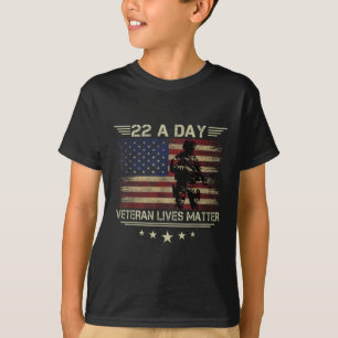 Camiseta Veterano Vive 22 Dias de Consciência Suicida Ptsd