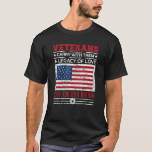 Camiseta Veteranos Amam a Nossa Nação Bandeira EUA Orgulhos
