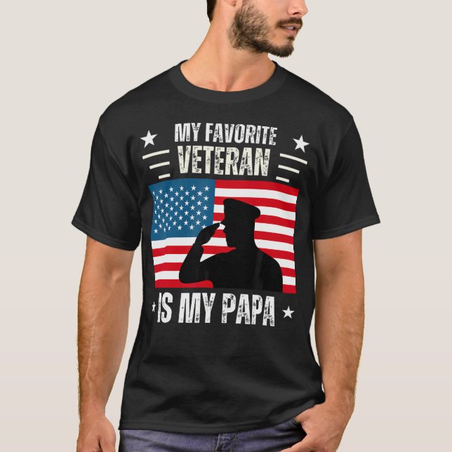 Camiseta Veteranos Dia Militar Meu Veterano Favorito É Meu  (Frente)