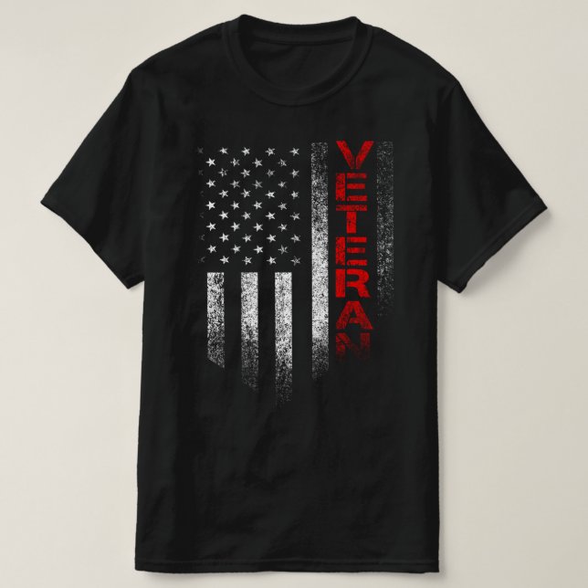 Camiseta veteranos diários bandeira americana (Frente do Design)