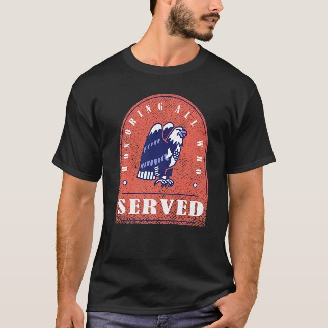Camiseta Veteranos Honrando todos que serviram com águia (Frente)