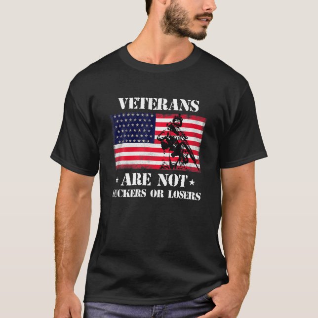 Camiseta Veteranos Não São Suckers Ou Perdedores (Frente)