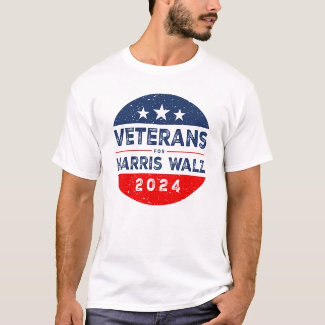 Camiseta Veteranos Para Harris 2024 Para A Campanha Preside (Frente)