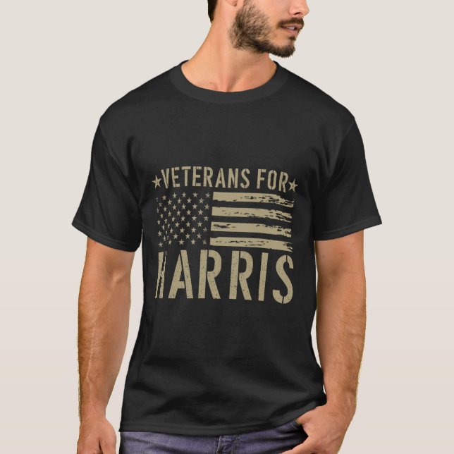 Camiseta Veteranos Para Harris 2024 Vets Militares Kamala H (Frente)