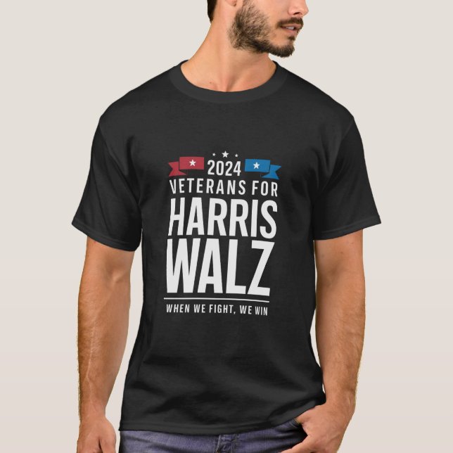 Camiseta Veteranos Para Harris Walz 2024 Presidencial (Frente)