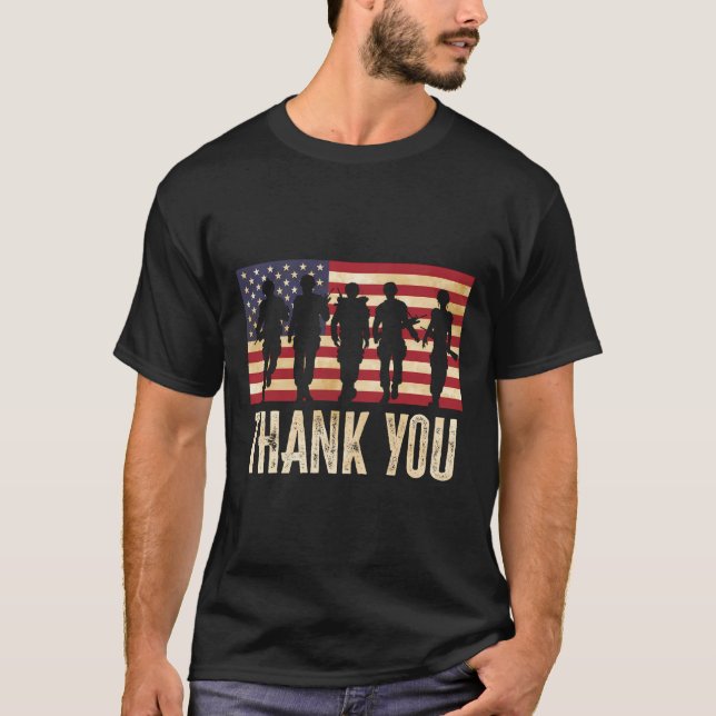 Camiseta Veteranos Patrióticos 4 De Julho Obrigado American (Frente)