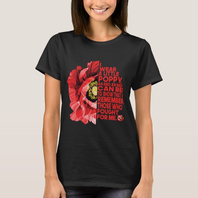Camiseta Veteranos, Red Poppy, visto uma papoila. (Frente)